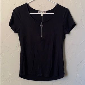 Half zip, black party top